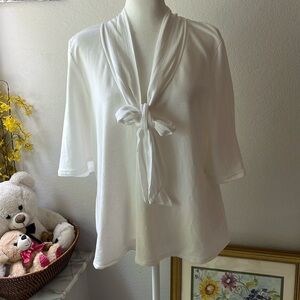 Eri & Ali Soft White 3/4 Sleeve Tie-Front Blouse